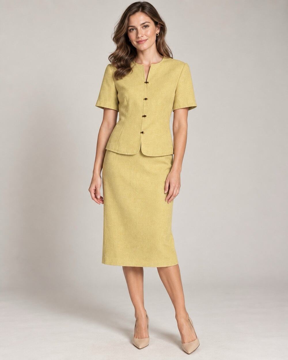 Vintage Y2K Kasper for Dillard’s Women’s Sz 8 Mustard Yellow Skirt Suit 2 Piece